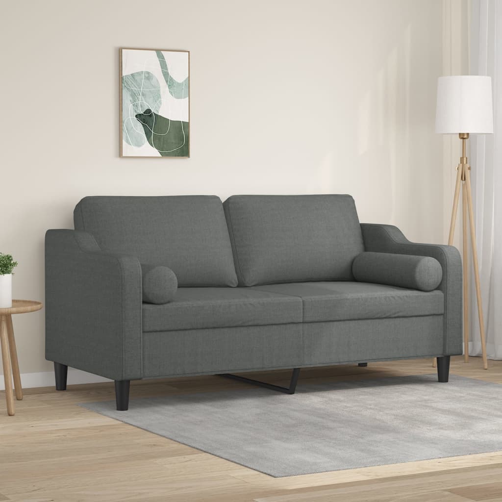 Canapé 2 places avec oreillers gris foncé 140 cm tissu Canapés vidaXL   