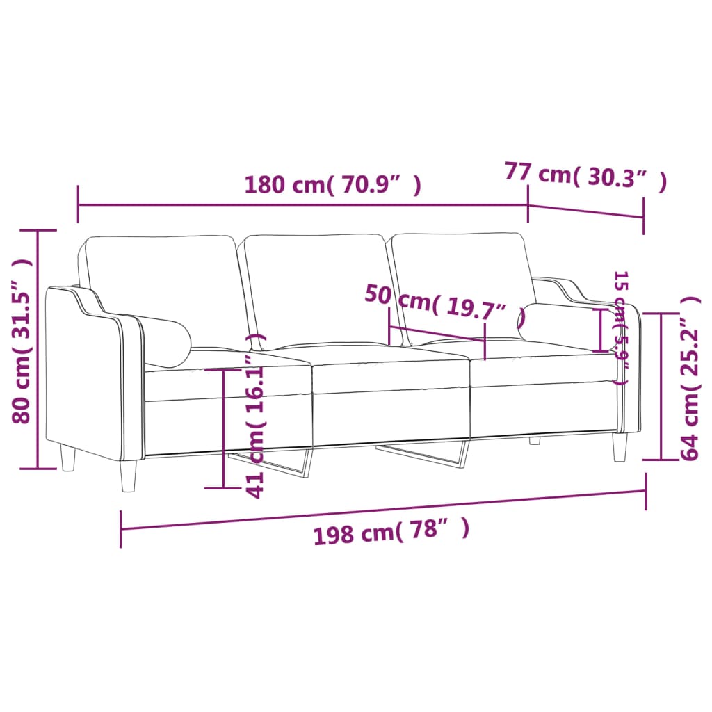 Canapé 3 places avec oreillers gris foncé 180 cm tissu Canapés vidaXL   