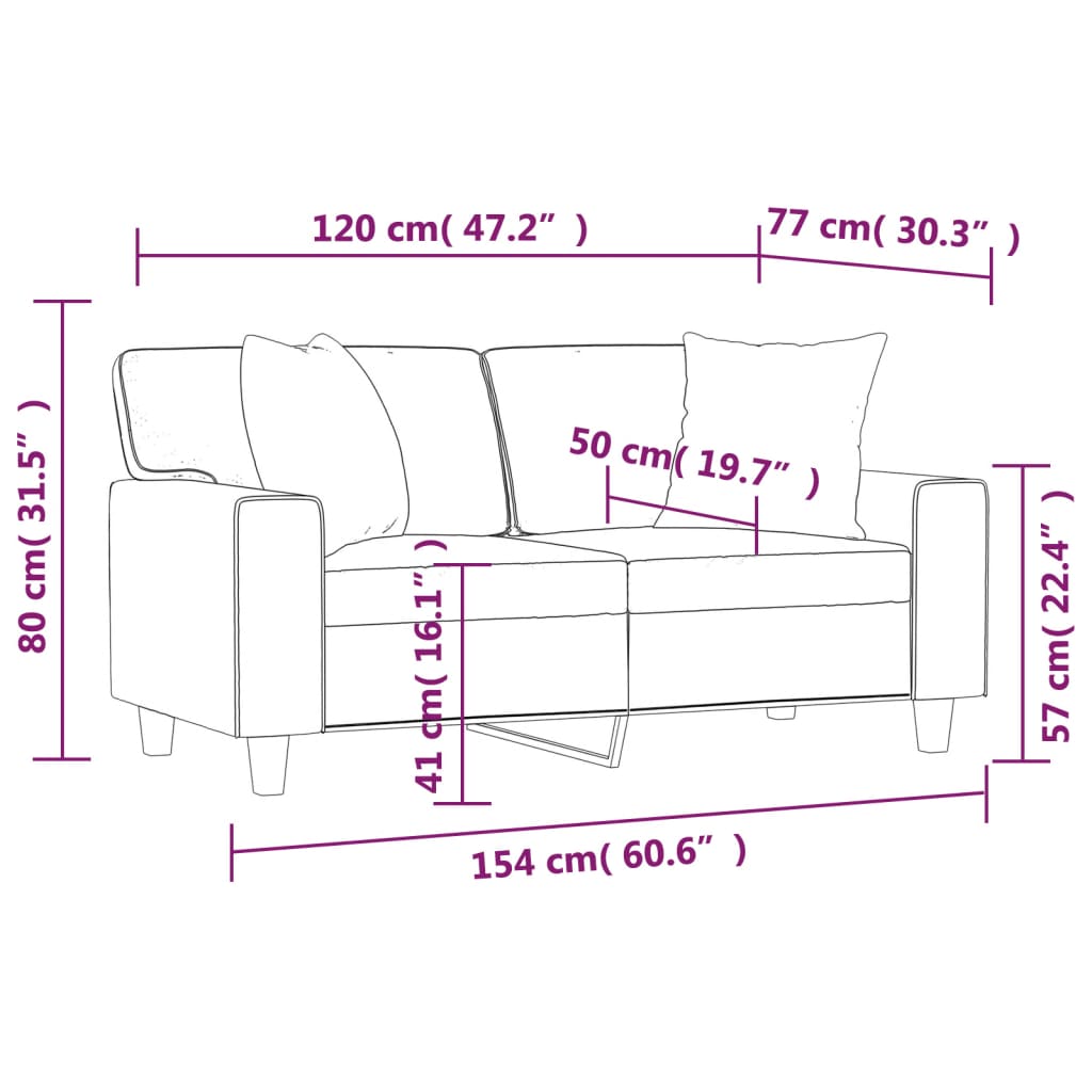 Canapé 2 places avec oreillers décoratifs noir 120cm similicuir Canapés vidaXL   