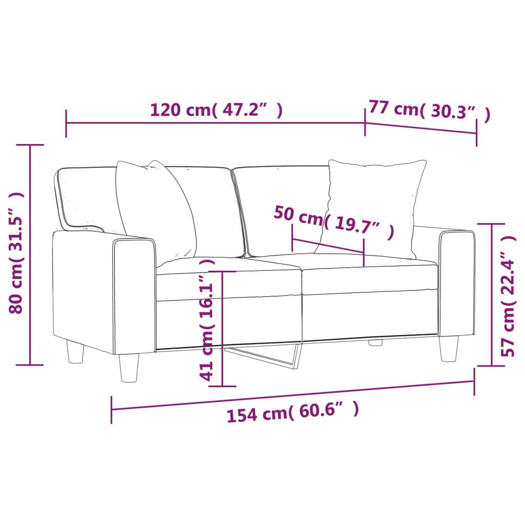 Canapé 2 places avec oreillers gris 120 cm similicuir Canapés vidaXL   