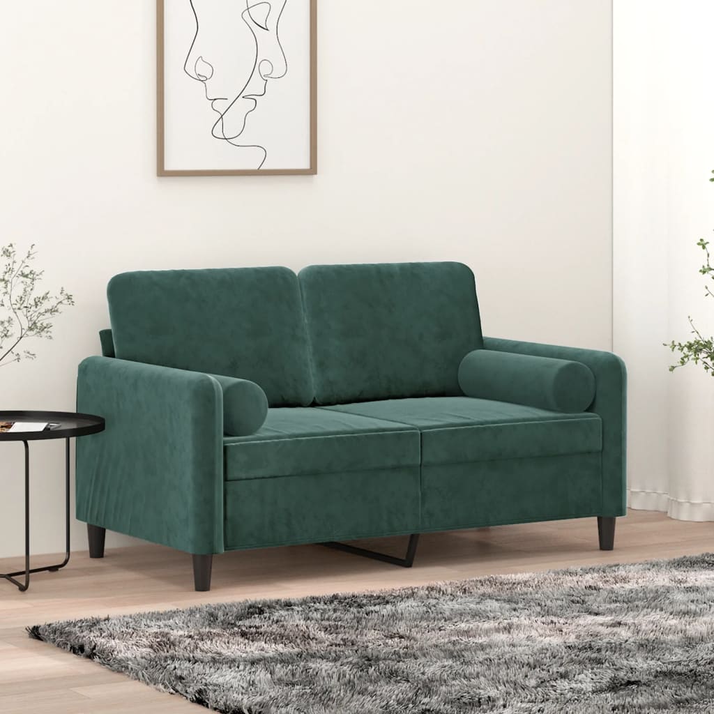 Canapé 2 places avec oreillers vert foncé 120 cm velours Canapés vidaXL   