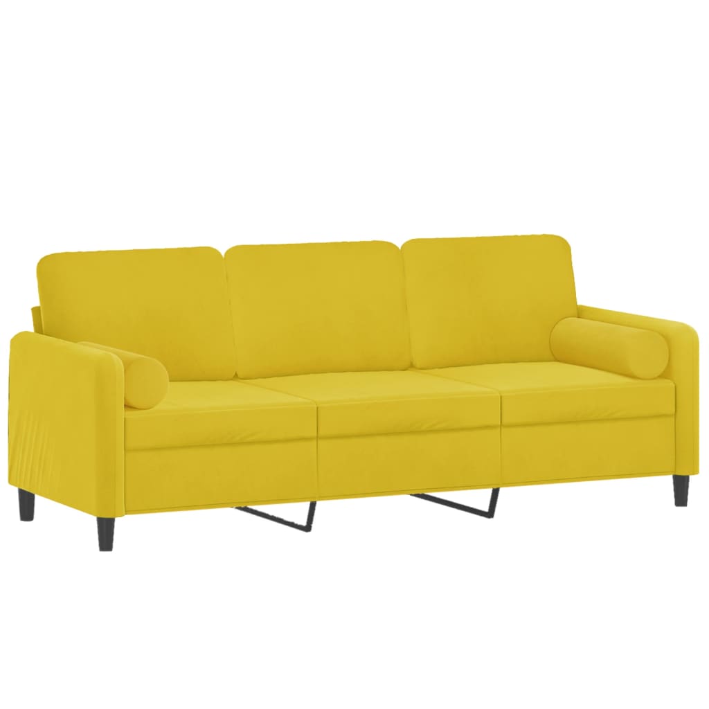 Canapé 3 places avec oreillers décoratifs jaune 180 cm velours Canapés vidaXL   