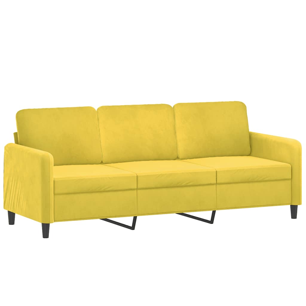 Canapé 3 places avec oreillers décoratifs jaune 180 cm velours Canapés vidaXL   