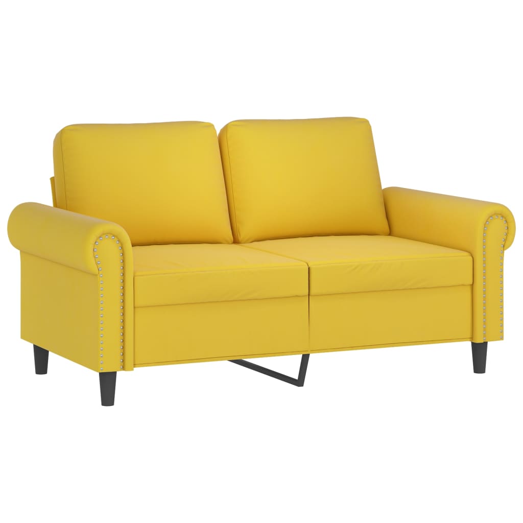 Canapé 2 places avec oreillers décoratifs jaune 120 cm velours Canapés vidaXL   