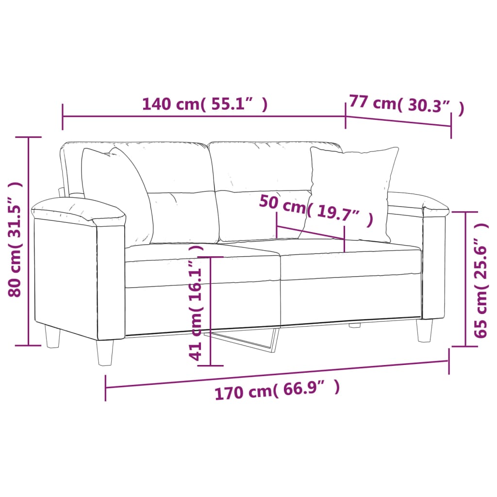 Canapé 2 places avec oreillers gris foncé 140 cm Canapés vidaXL   