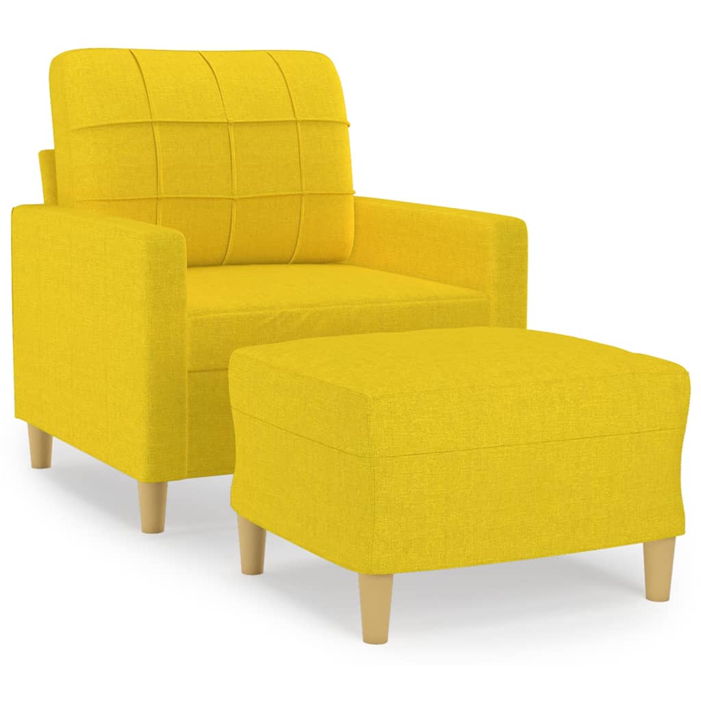 Fauteuil avec repose-pied Jaune clair 60 cm Tissu Canapés vidaXL   