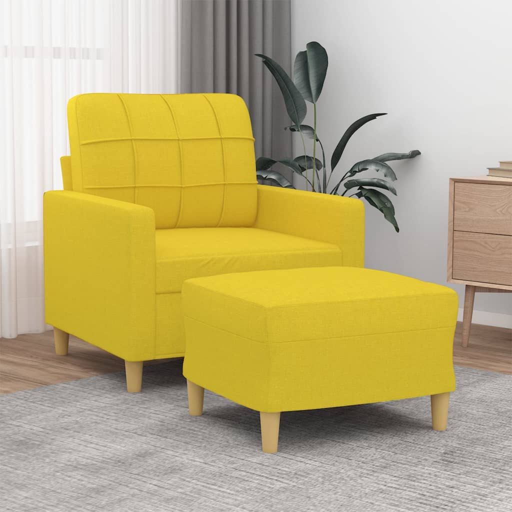 Fauteuil avec repose-pied Jaune clair 60 cm Tissu Canapés vidaXL   