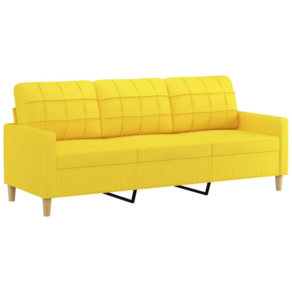 Canapé à 3 places avec repose-pieds Jaune clair 180 cm Tissu Canapés vidaXL   