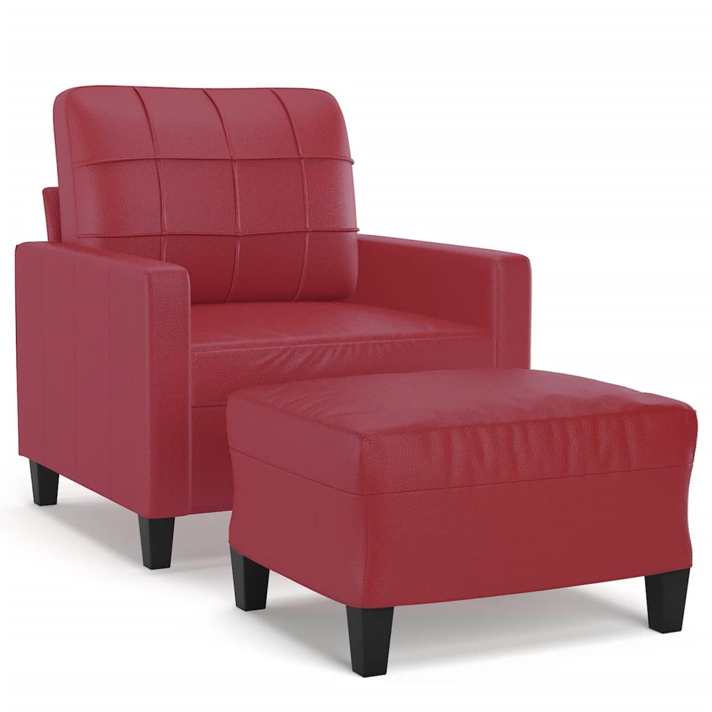 Fauteuil avec repose-pied Rouge bordeaux 60 cm Similicuir Canapés vidaXL   