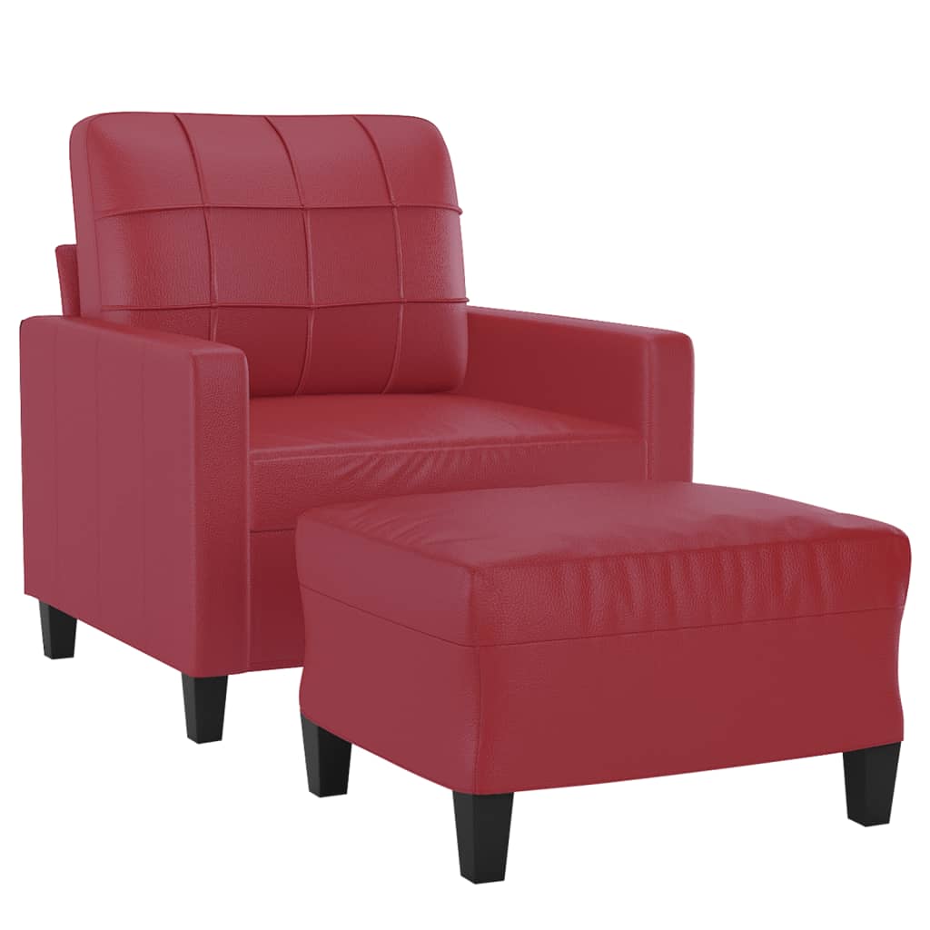 Fauteuil avec repose-pied Rouge bordeaux 60 cm Similicuir Canapés vidaXL   