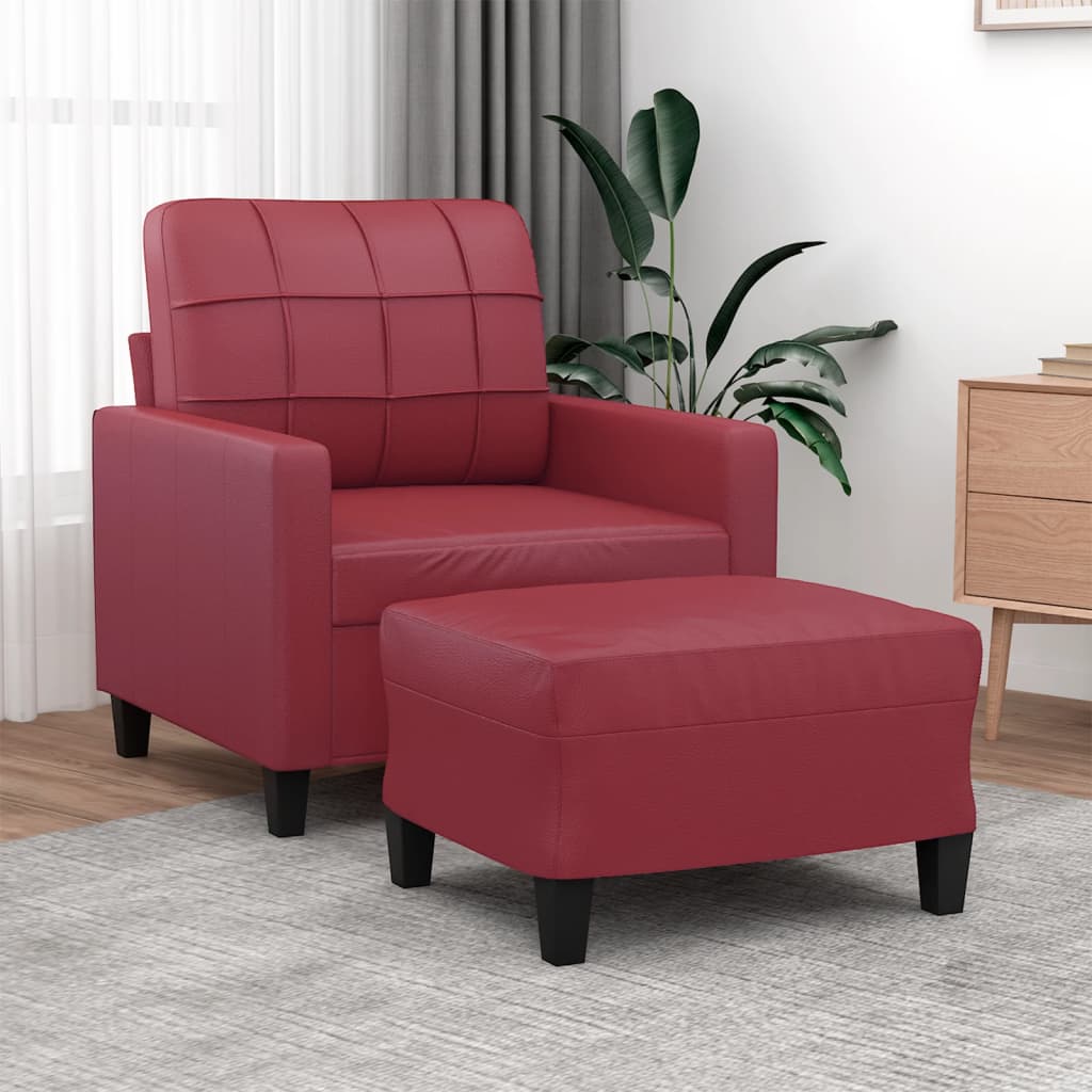 Fauteuil avec repose-pied Rouge bordeaux 60 cm Similicuir Canapés vidaXL   