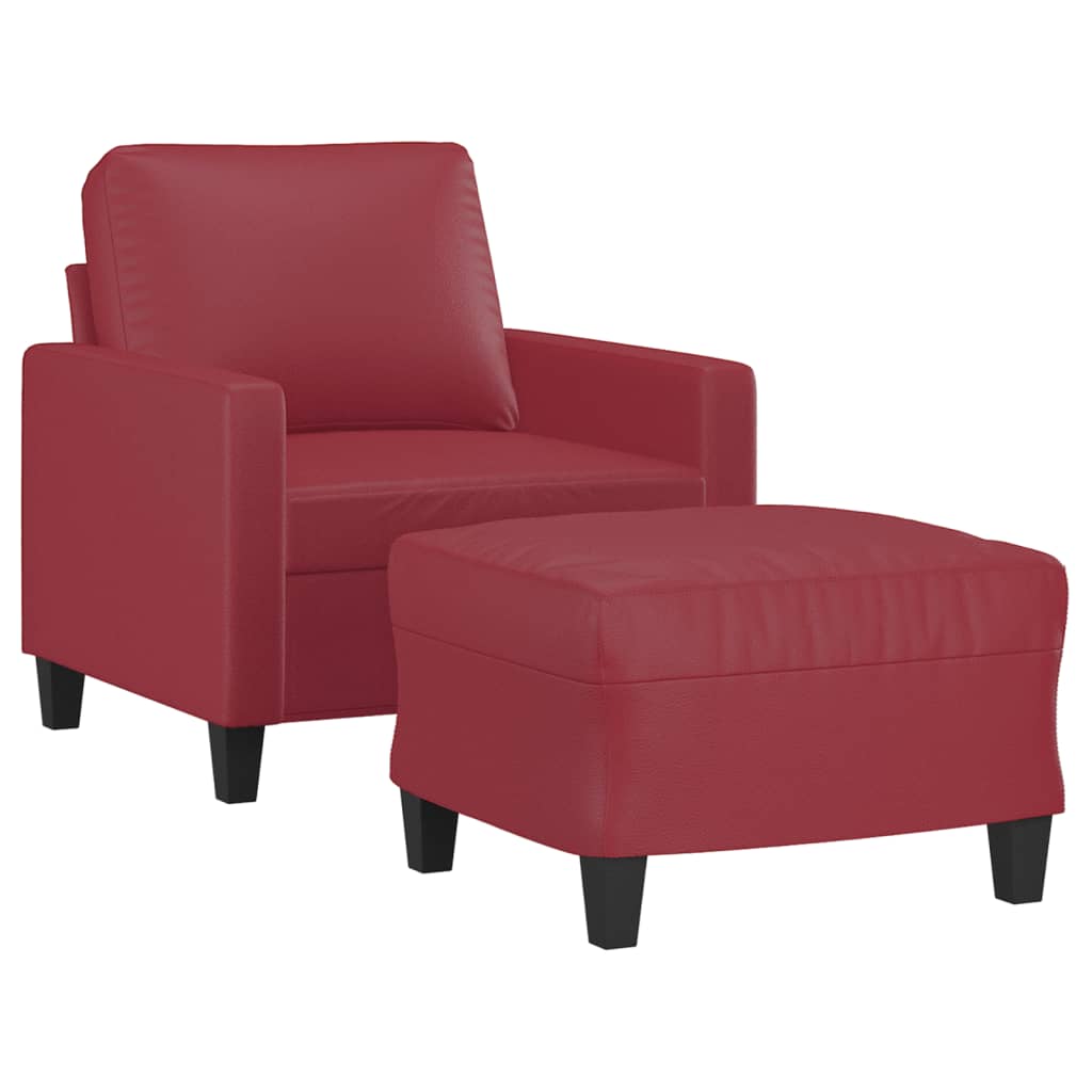 Fauteuil avec repose-pied Rouge bordeaux 60 cm Similicuir Canapés vidaXL   