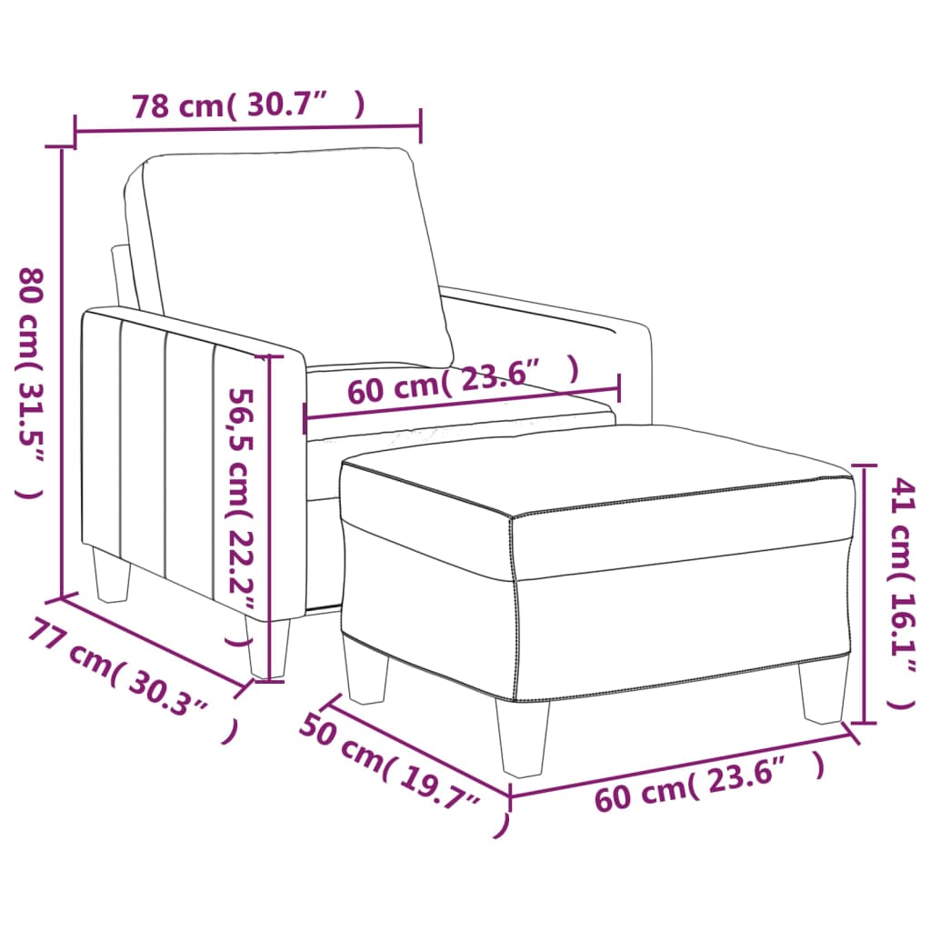 Fauteuil avec repose-pied Rouge bordeaux 60 cm Similicuir Canapés vidaXL   