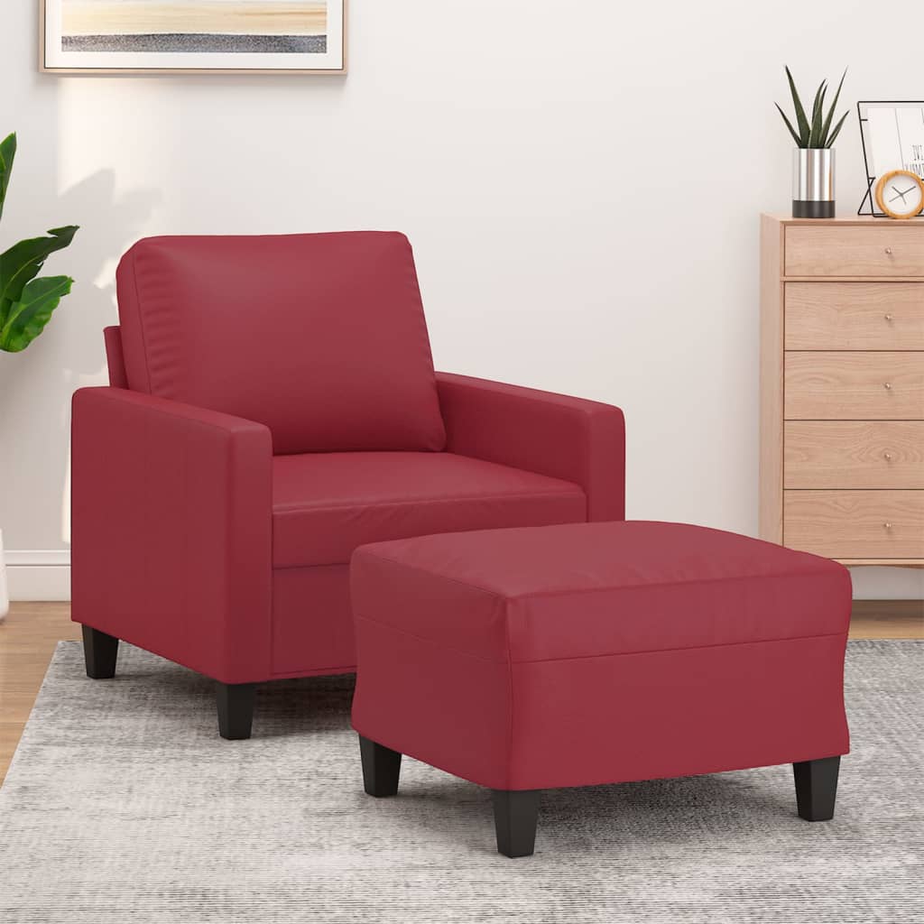 Fauteuil avec repose-pied Rouge bordeaux 60 cm Similicuir Canapés vidaXL   