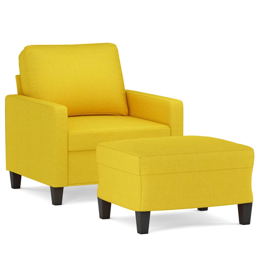 Fauteuil avec repose-pied Jaune clair 60 cm Tissu Canapés vidaXL   