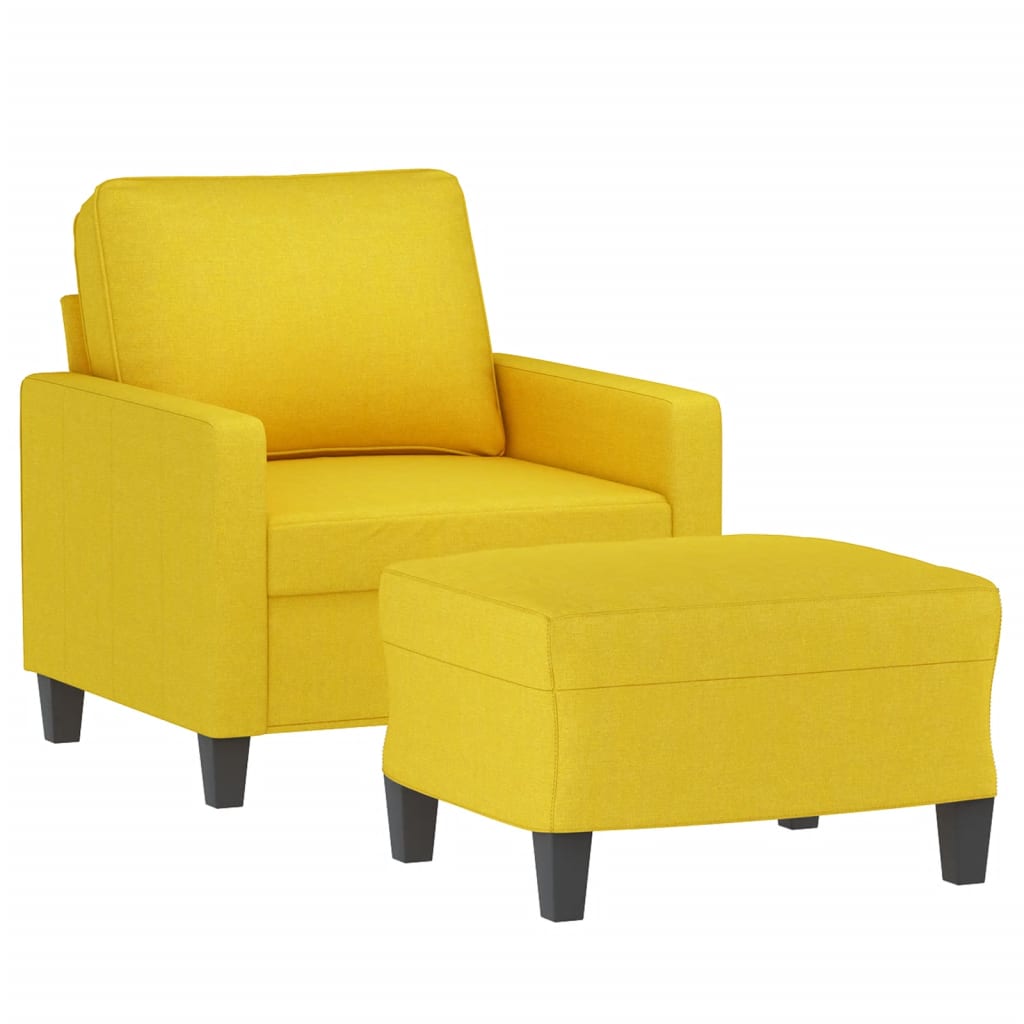 Fauteuil avec repose-pied Jaune clair 60 cm Tissu Canapés vidaXL   