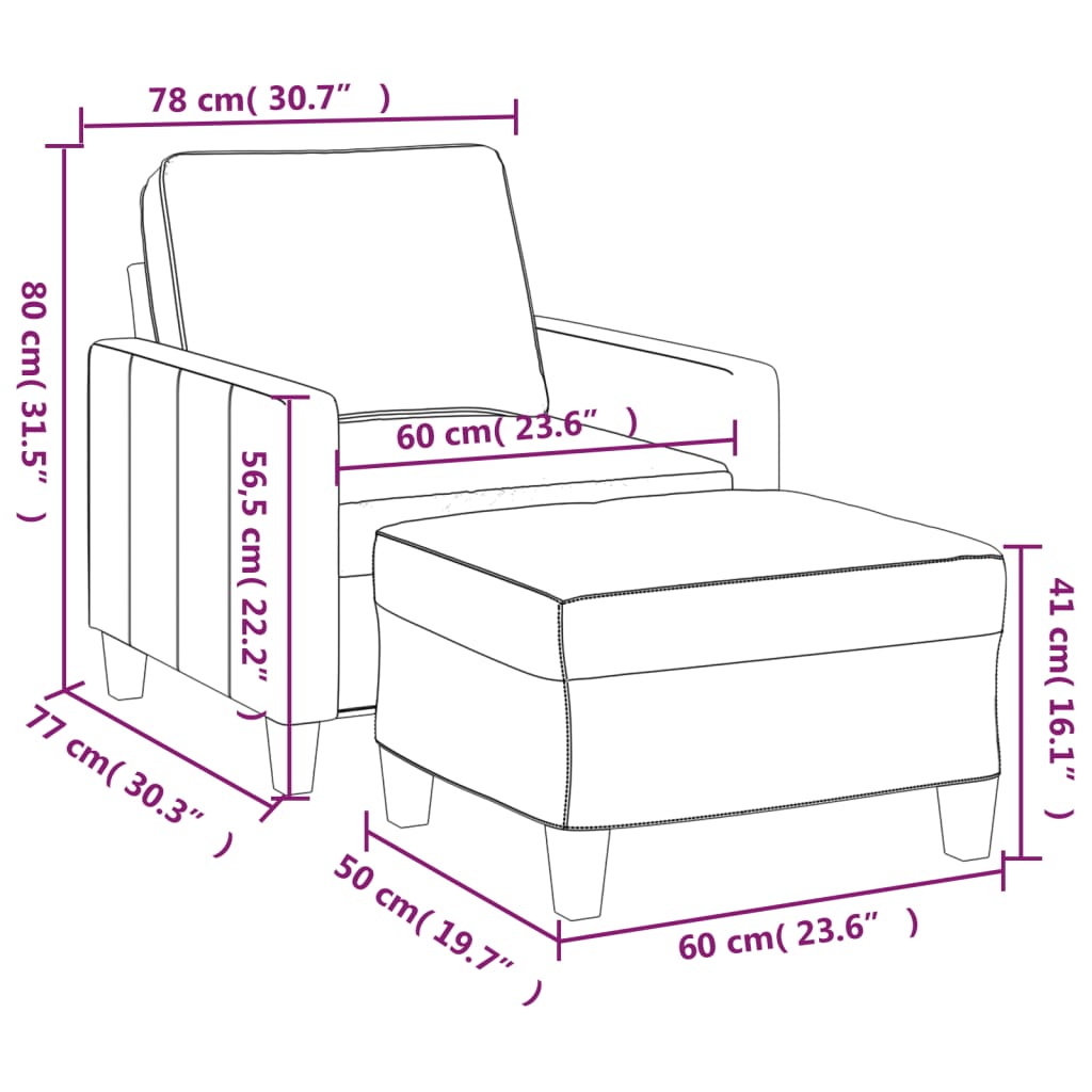 Fauteuil avec repose-pied Jaune clair 60 cm Tissu Canapés vidaXL   