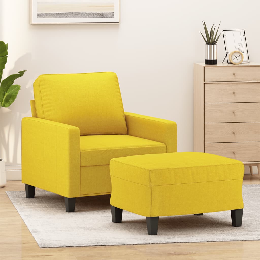 Fauteuil avec repose-pied Jaune clair 60 cm Tissu Canapés vidaXL   