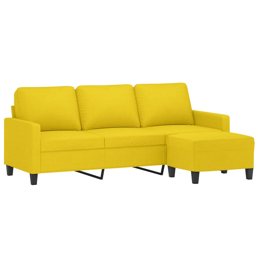 Canapé à 3 places avec repose-pieds Jaune clair 180 cm Tissu Canapés vidaXL   