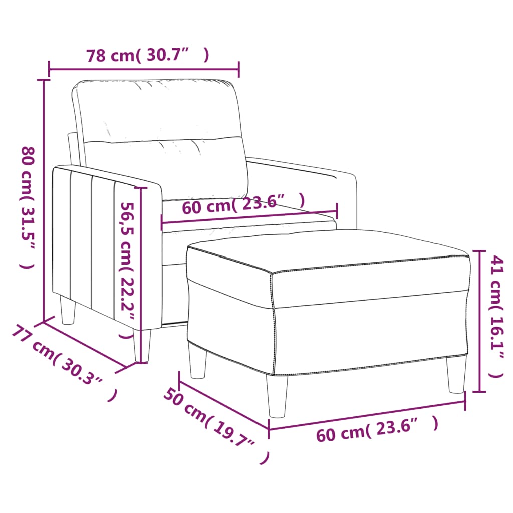 Fauteuil avec repose-pied Jaune clair 60 cm Tissu Canapés vidaXL   