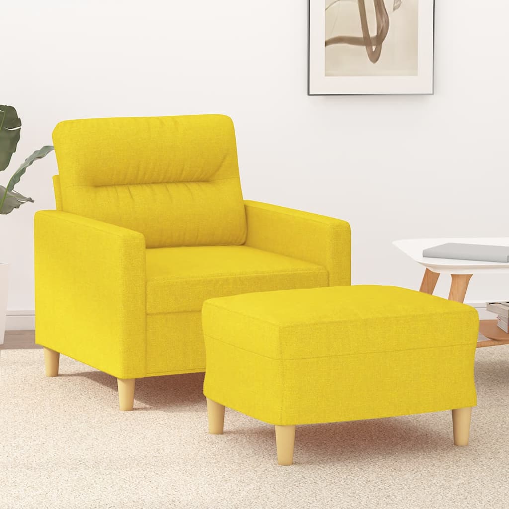 Fauteuil avec repose-pied Jaune clair 60 cm Tissu Canapés vidaXL   