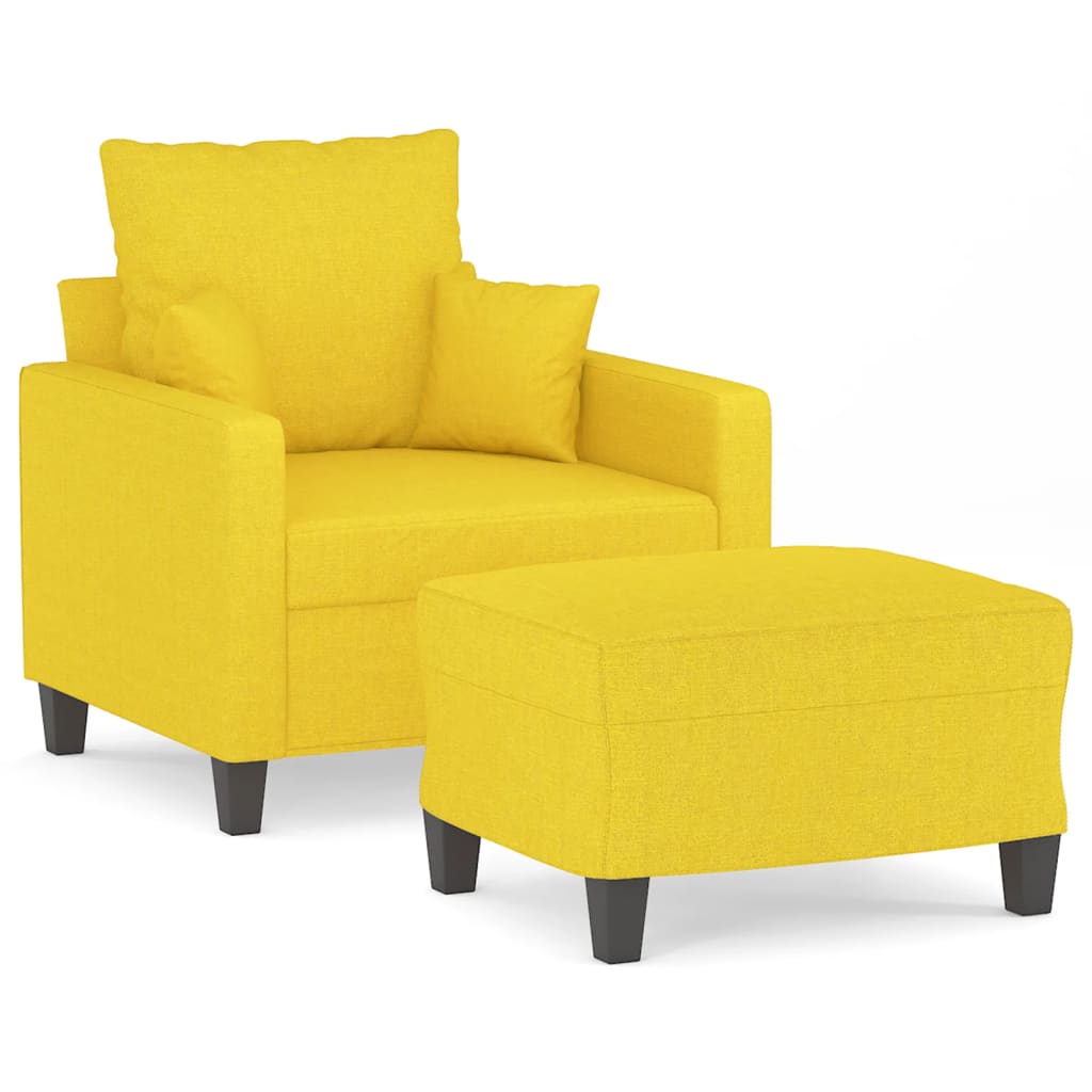 Fauteuil avec repose-pied Jaune clair 60 cm Tissu Canapés vidaXL   