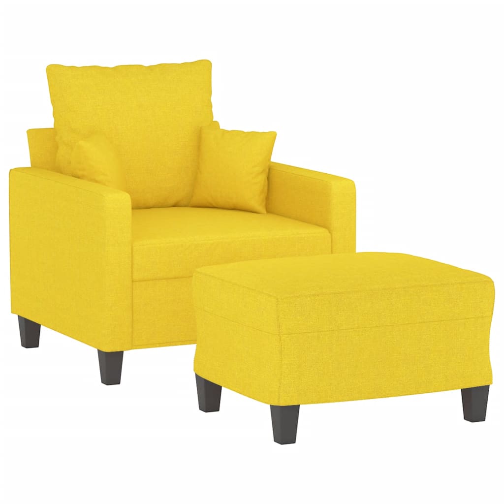 Fauteuil avec repose-pied Jaune clair 60 cm Tissu Canapés vidaXL   