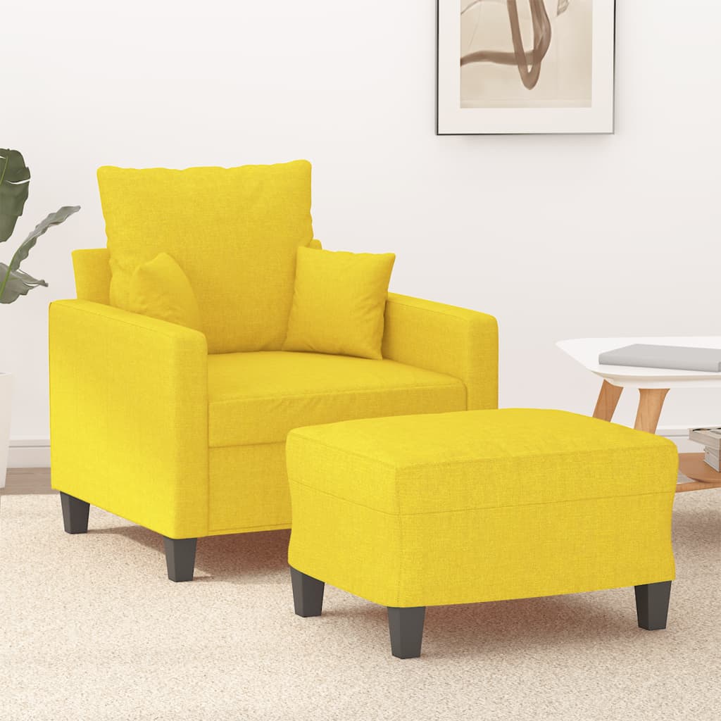 Fauteuil avec repose-pied Jaune clair 60 cm Tissu Canapés vidaXL   