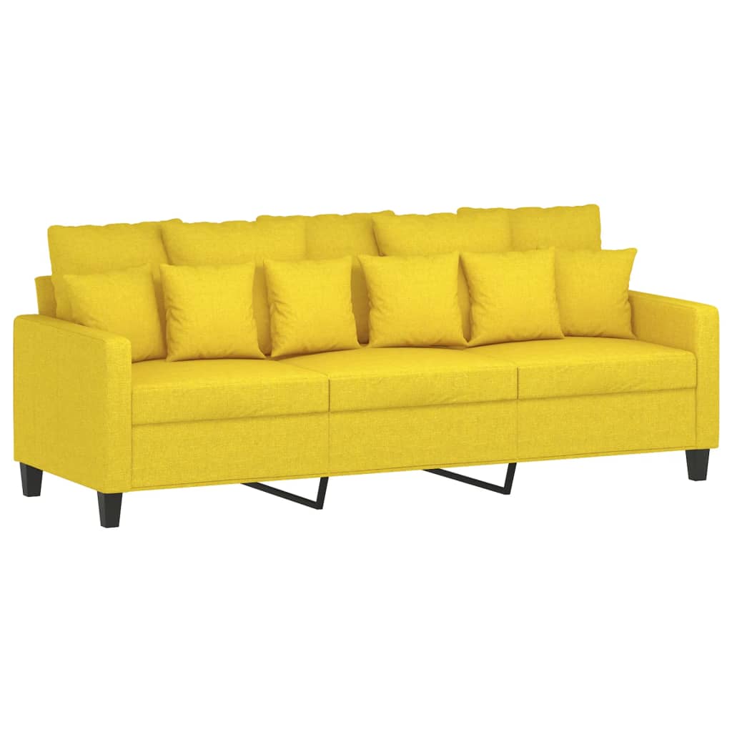 Canapé à 3 places avec repose-pieds Jaune clair 180 cm Tissu Canapés vidaXL   