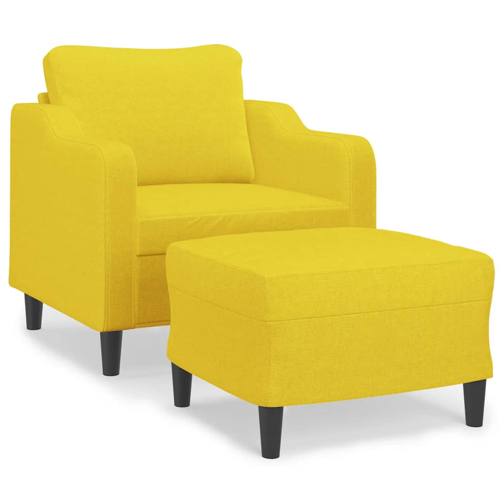 Fauteuil avec repose-pied Jaune clair 60 cm Tissu Canapés vidaXL   