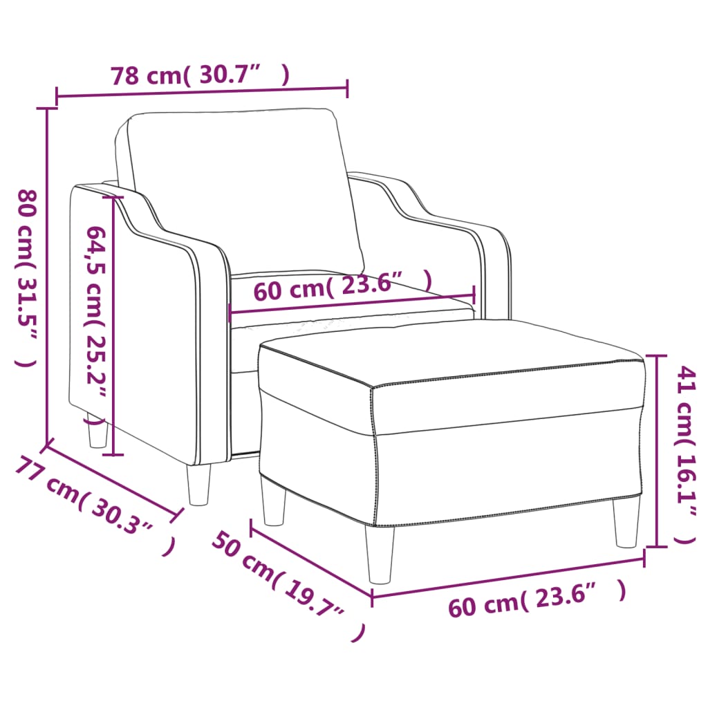 Fauteuil avec repose-pied Jaune clair 60 cm Tissu Canapés vidaXL   