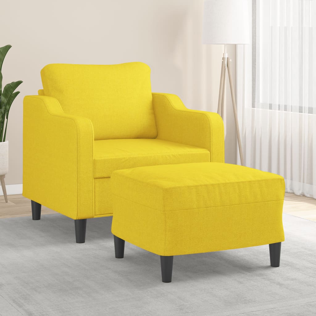 Fauteuil avec repose-pied Jaune clair 60 cm Tissu Canapés vidaXL   