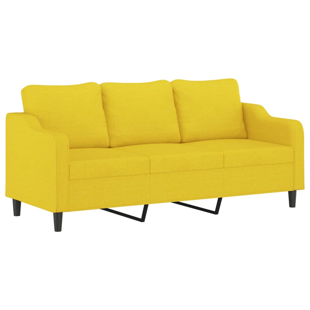 Canapé à 3 places avec repose-pieds Jaune clair 180 cm Tissu Canapés vidaXL   