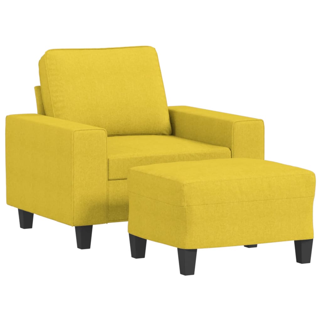 Fauteuil avec repose-pied Jaune clair 60 cm Tissu Canapés vidaXL   