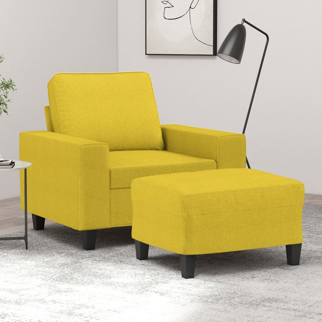 Fauteuil avec repose-pied Jaune clair 60 cm Tissu Canapés vidaXL   