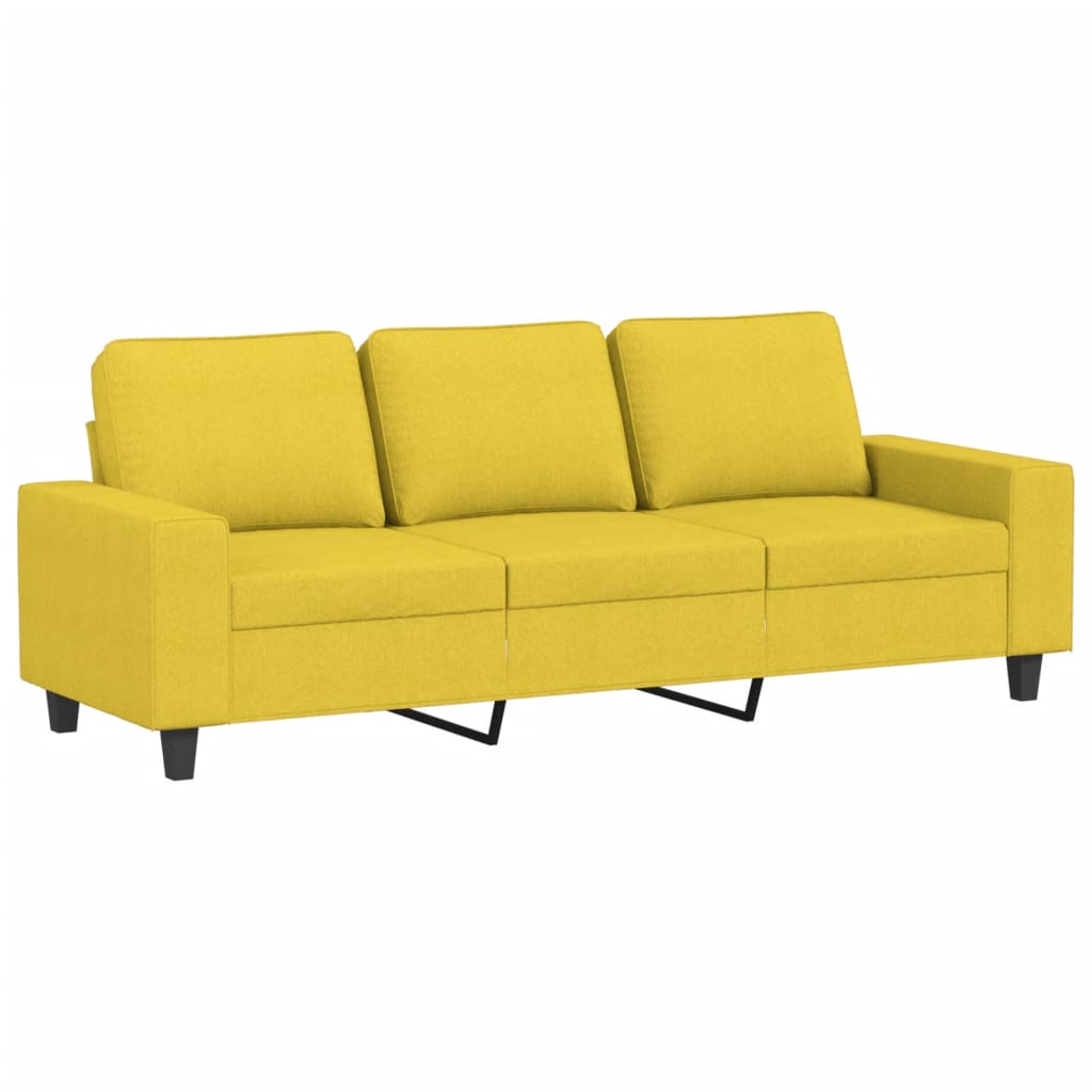 Canapé à 3 places avec repose-pieds Jaune clair 180 cm Tissu Canapés vidaXL   