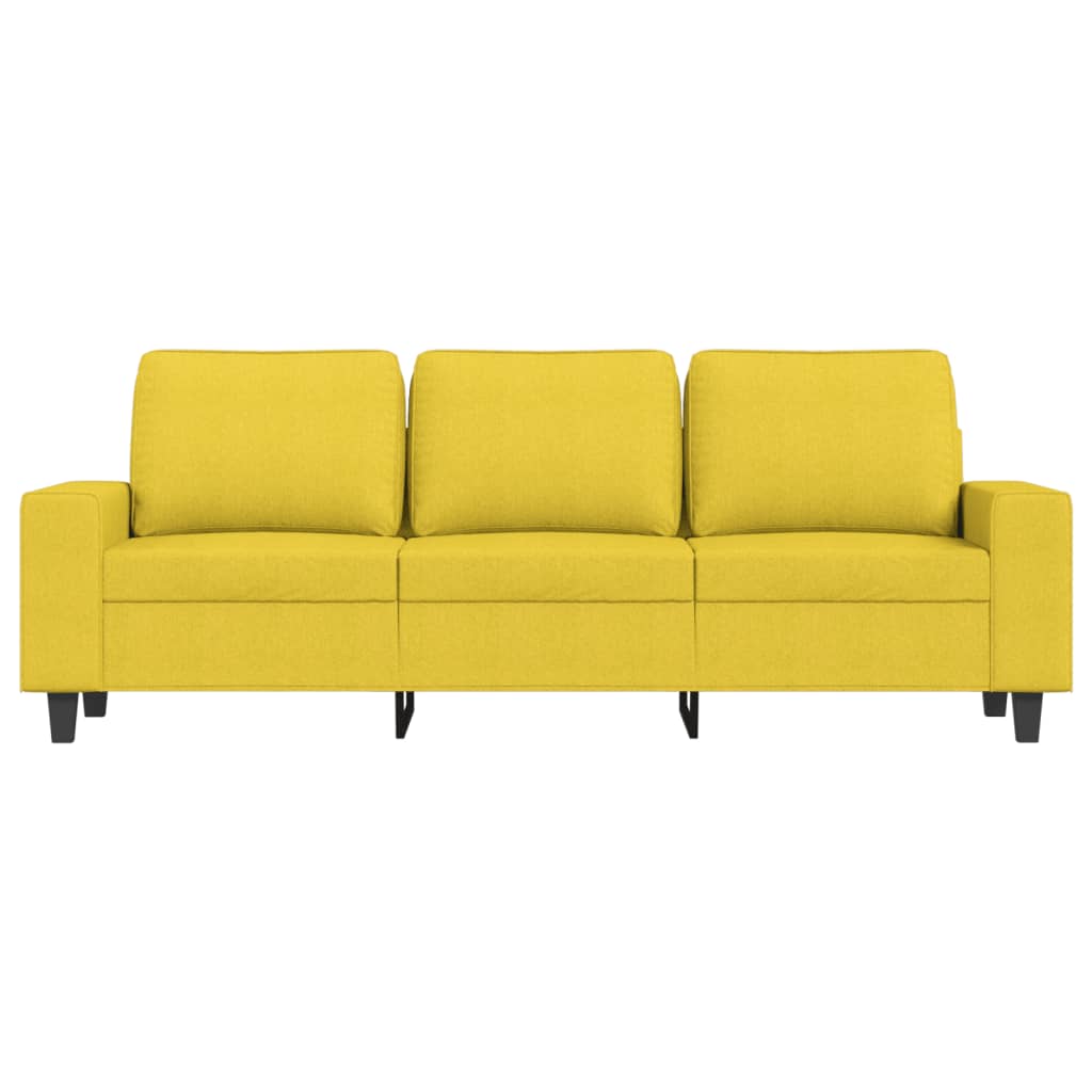 Canapé à 3 places avec repose-pieds Jaune clair 180 cm Tissu Canapés vidaXL   