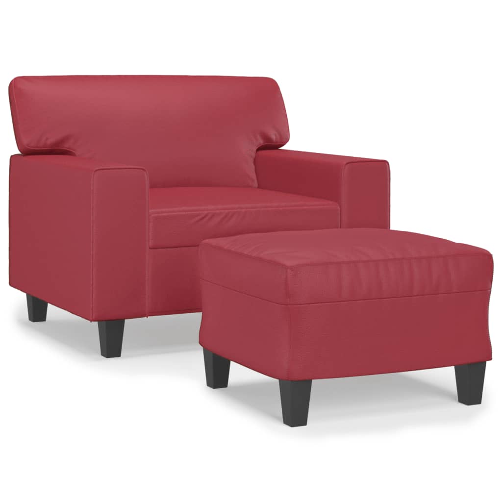 Fauteuil avec repose-pied Rouge bordeaux 60 cm Similicuir Canapés vidaXL   