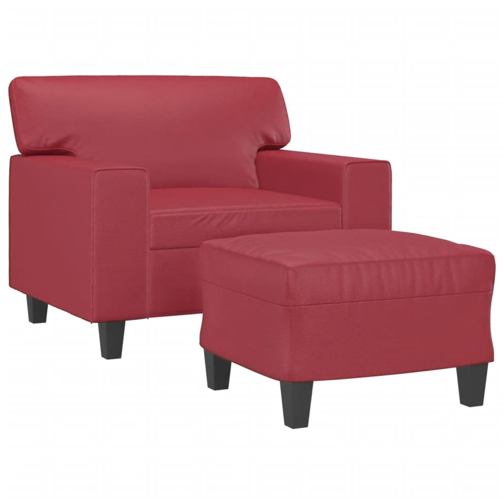 Fauteuil avec repose-pied Rouge bordeaux 60 cm Similicuir Canapés vidaXL   