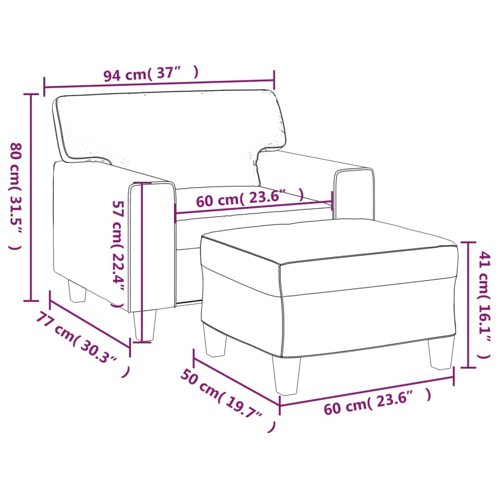 Fauteuil avec repose-pied Rouge bordeaux 60 cm Similicuir Canapés vidaXL   