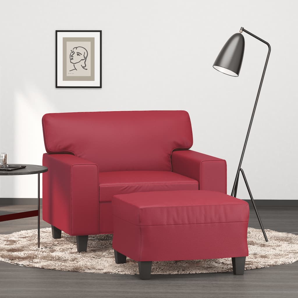 Fauteuil avec repose-pied Rouge bordeaux 60 cm Similicuir Canapés vidaXL   