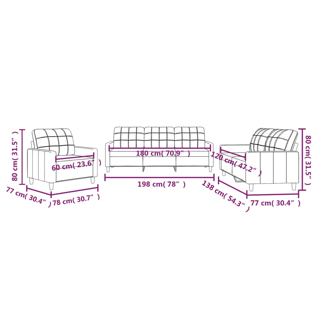 Ensemble de canapés 3 pcs avec coussins Crème Tissu Canapés vidaXL   