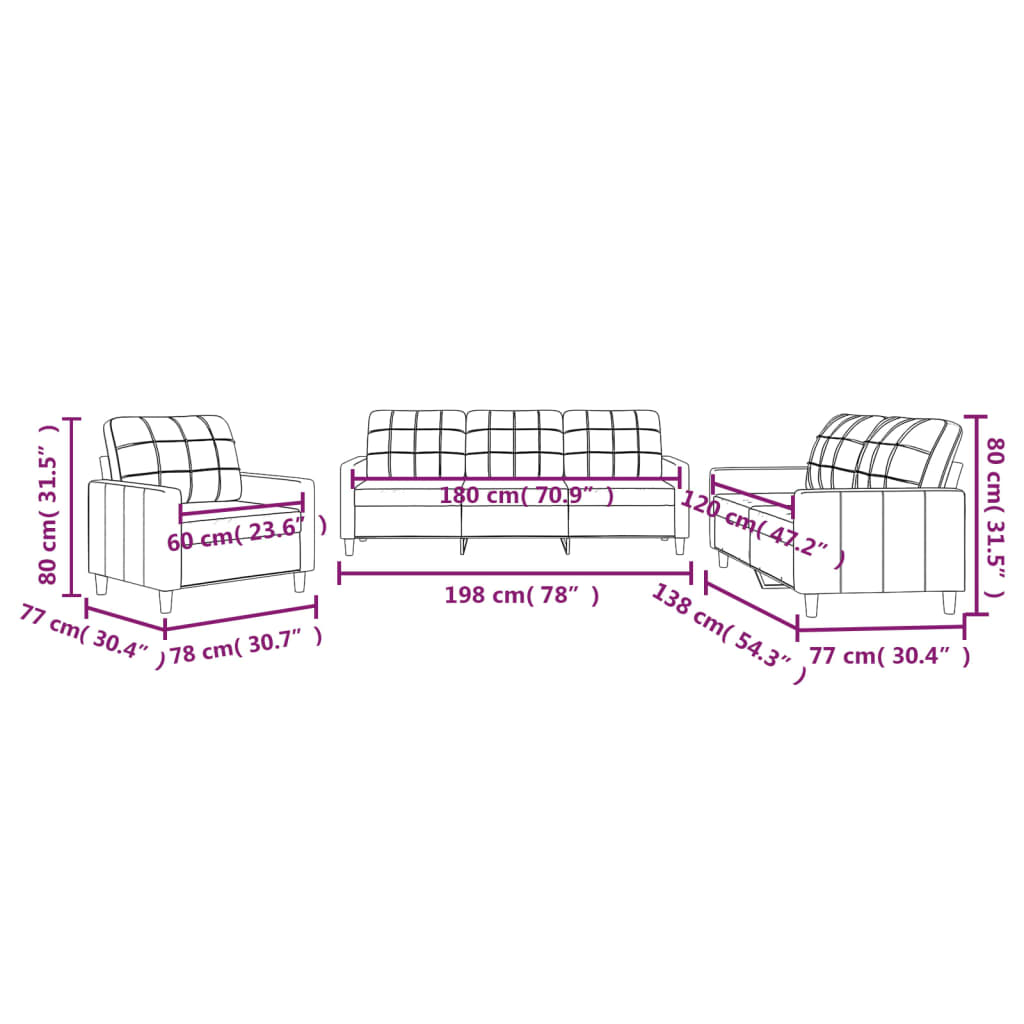 Ensemble de canapés 3 pcs avec coussins Taupe Tissu Canapés vidaXL   