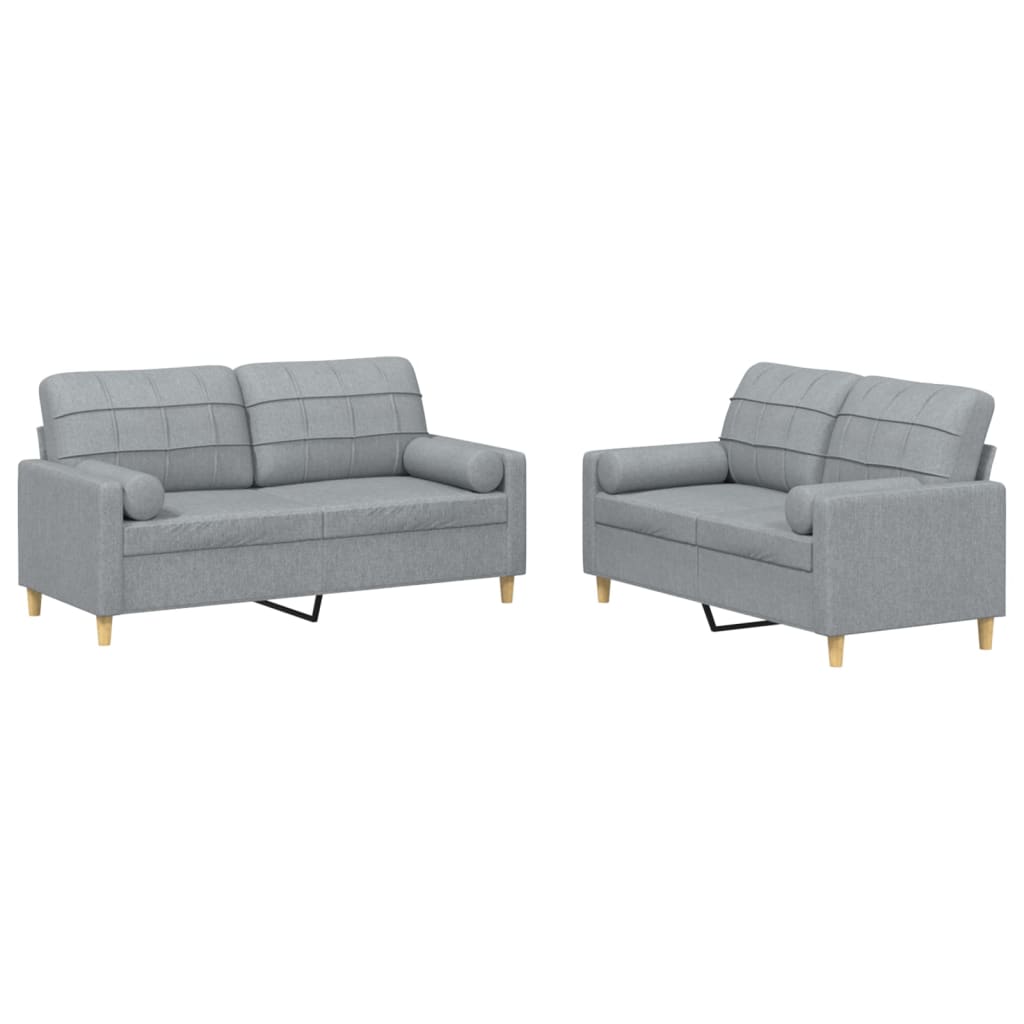 Ensemble de canapés 2 pcs coussins gris clair tissu Canapés vidaXL   