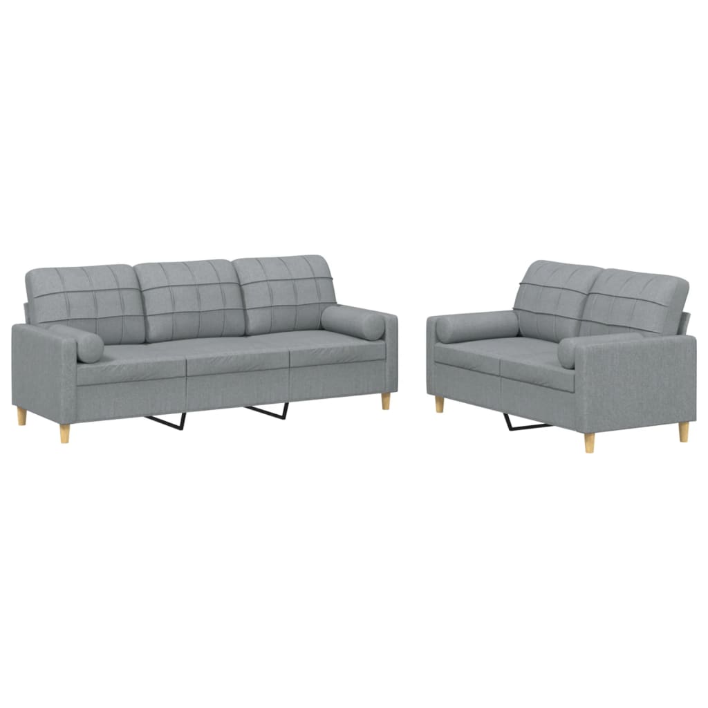 Ensemble de canapés 2 pcs coussins gris clair tissu Canapés vidaXL   