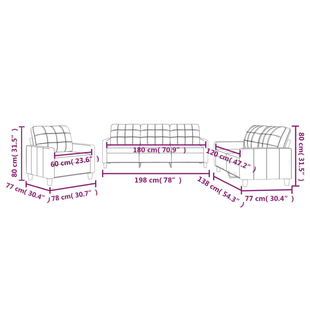 Ensemble de canapés 3 pcs avec coussins Gris Similicuir Canapés vidaXL   