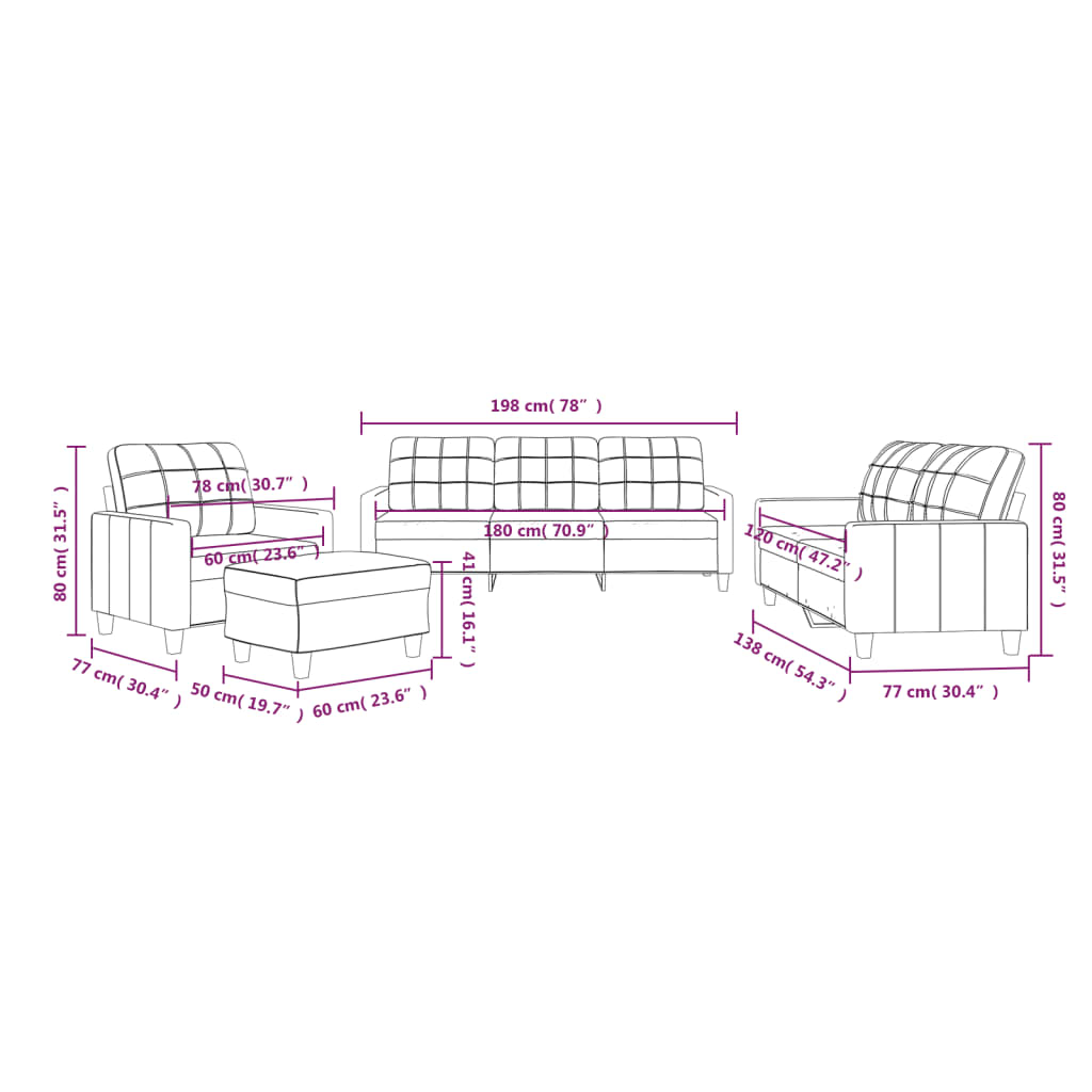 Ensemble de canapés 4 pcs et coussins Rouge bordeaux Similicuir Canapés vidaXL   