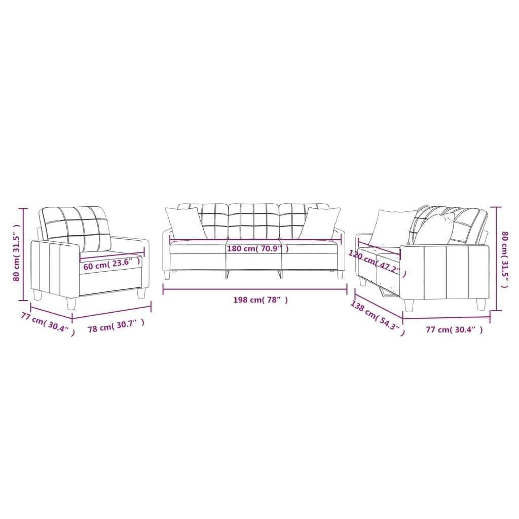 Ensemble de canapés 3 pcs avec coussins cappuccino similicuir Canapés vidaXL