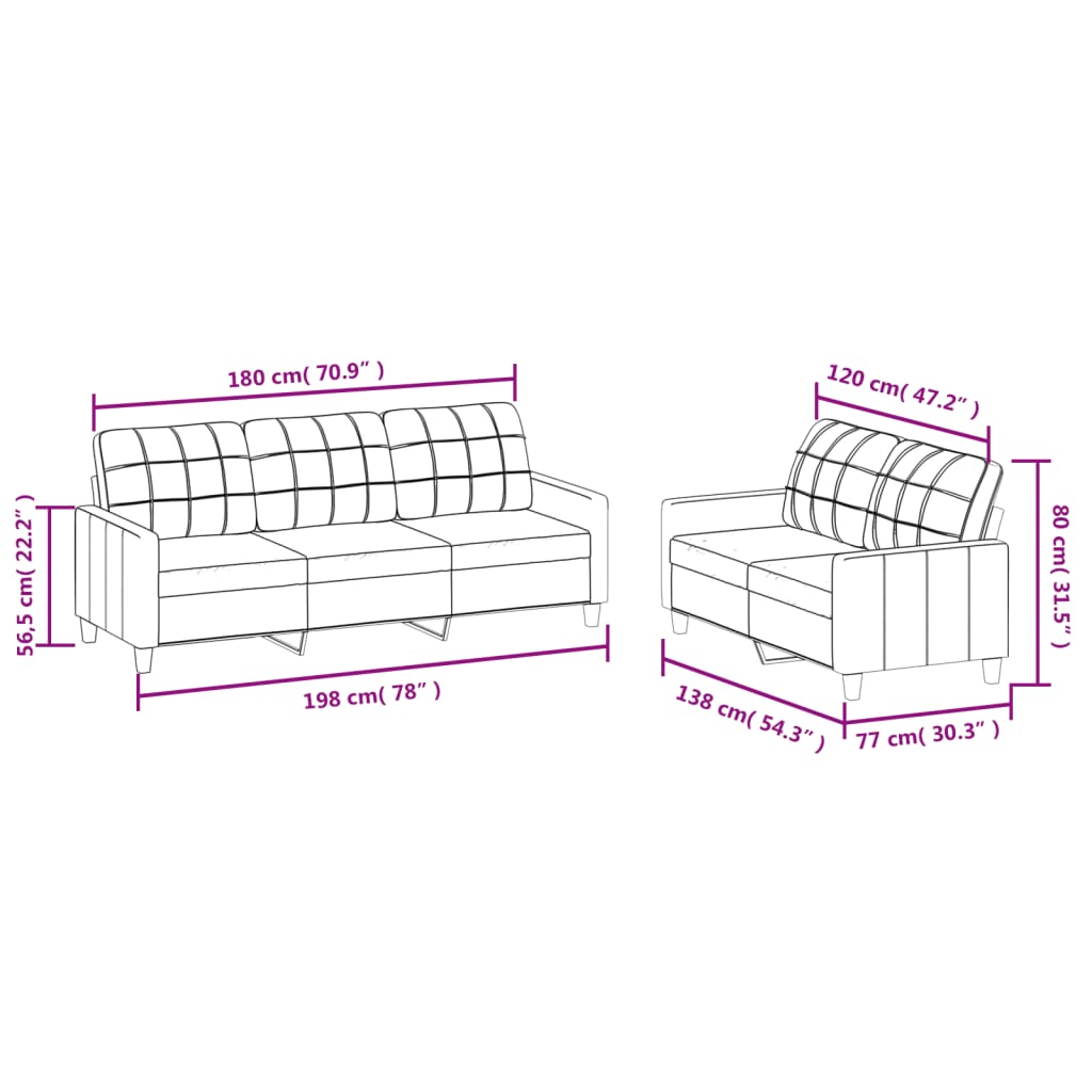 Ensemble de canapés 2 pcs avec coussins Cappuccino Similicuir Canapés vidaXL   