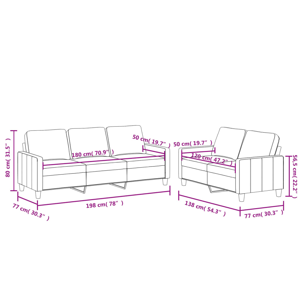 Ensemble de canapés 2 pcs avec coussins Noir Similicuir Canapés vidaXL   